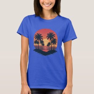 Camiseta diseño de playa de atardecer tropical