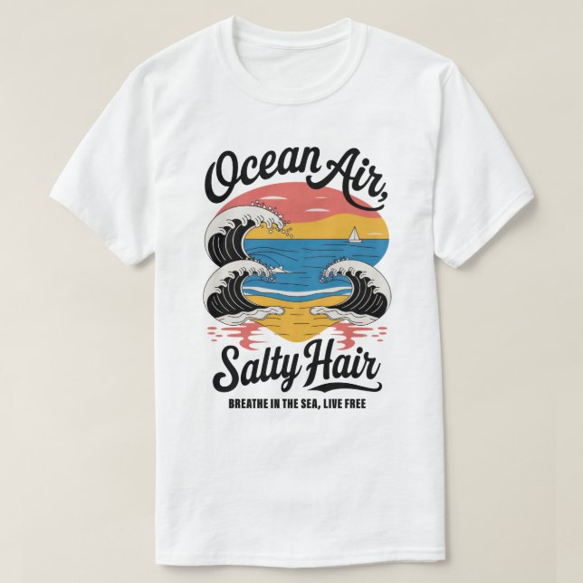 Camiseta Diseño de playa de Ocean Air Salty Hair Surf (Diseño del anverso)