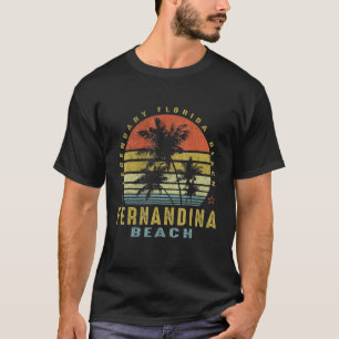 Camiseta Diseño de playa Fernandina Beach Retro Palm Sunset