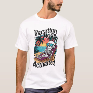 Camiseta Diseño de playa Skeleton activado en modo de vacac