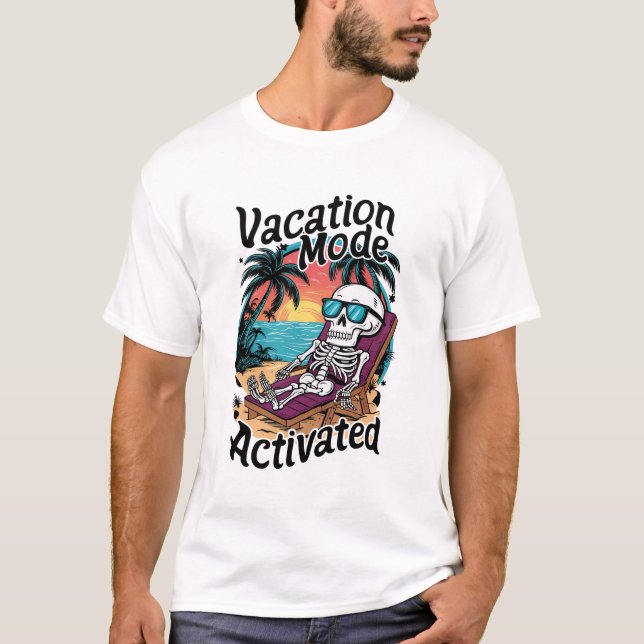 Camiseta Diseño de playa Skeleton activado en modo de vacac (Anverso)