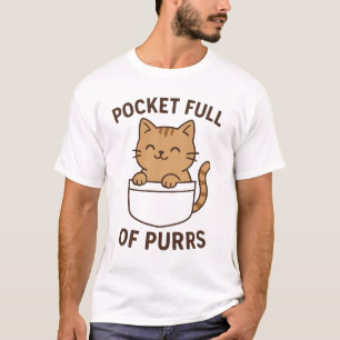 Camiseta Diseño de Pocket Cat - Bolsillo lleno de bolsillos