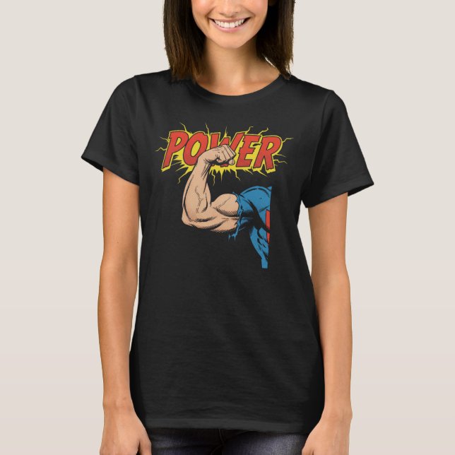 Camiseta Diseño de poder de flexión de brazo fuerte de cómi (Anverso)