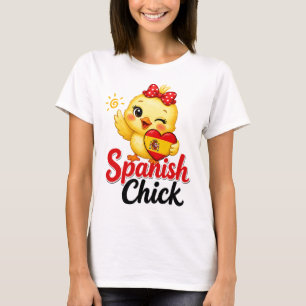 Camiseta Diseño de pollita española con bandera de España