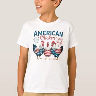 Camiseta Diseño de pollo americano patriótico del 4 de juli
