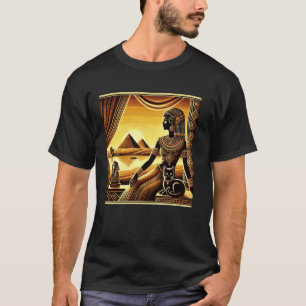 Camiseta Diseño de Póster del Atardecer del Nilo Gato Balcó
