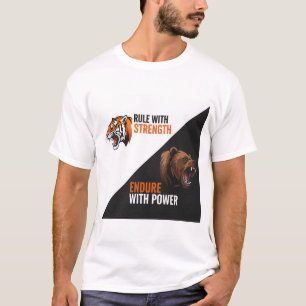 Camiseta Diseño de potencia dividida de tigres y osos