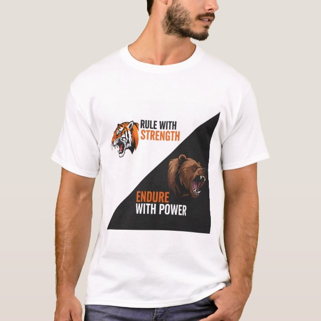 Camiseta Diseño de potencia dividida de tigres y osos (Anverso)