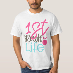 Camiseta Diseño de primer grado rojo blanco Valor de los ho