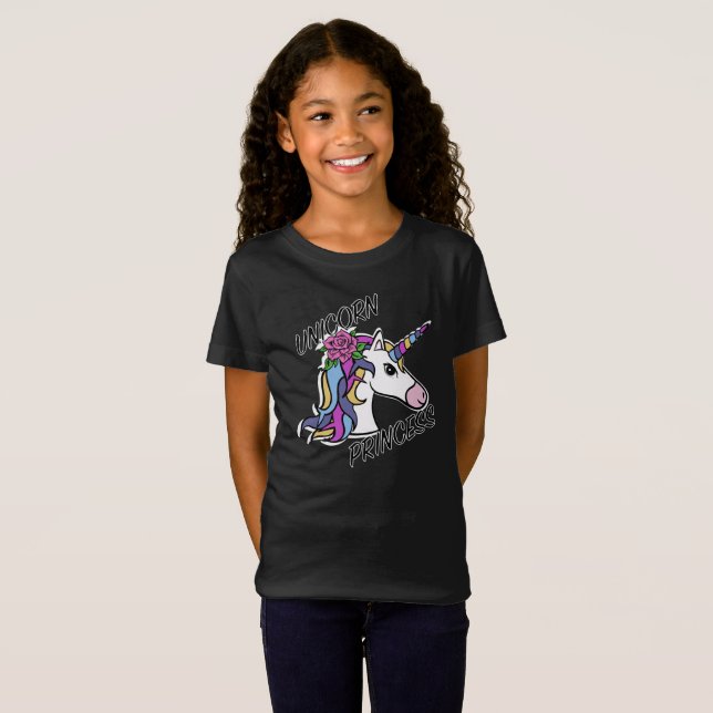 Camiseta Diseño de Princesa de Unicornio - Chicas Fine Jers (Anverso completo)