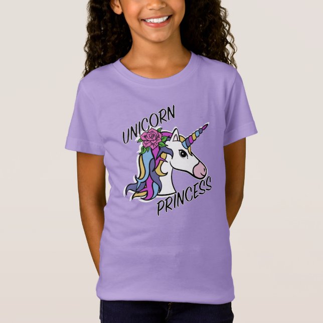 Camiseta Diseño de Princesa de Unicornio - Chicas Fine Jers (Anverso)