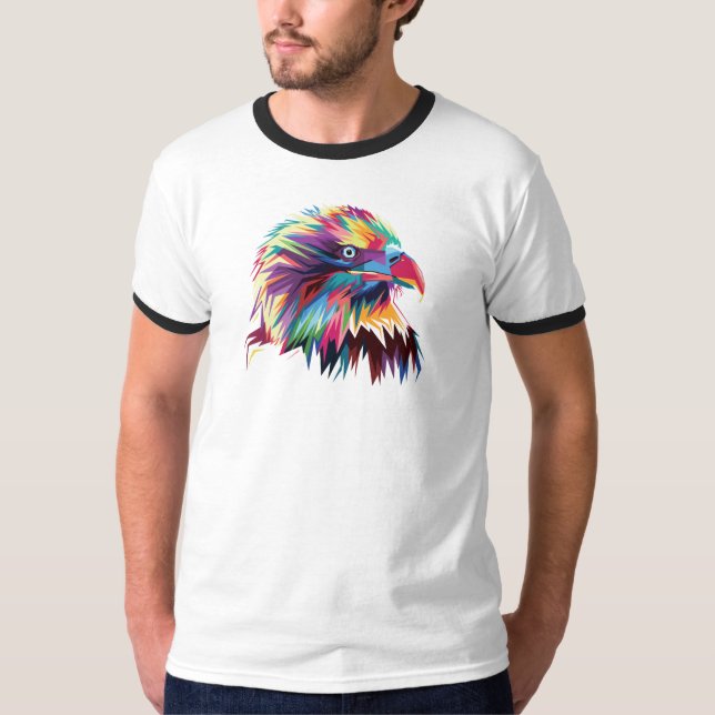 Camiseta Diseño de Prismático Geométrico de Águila Calva-80 (Anverso)