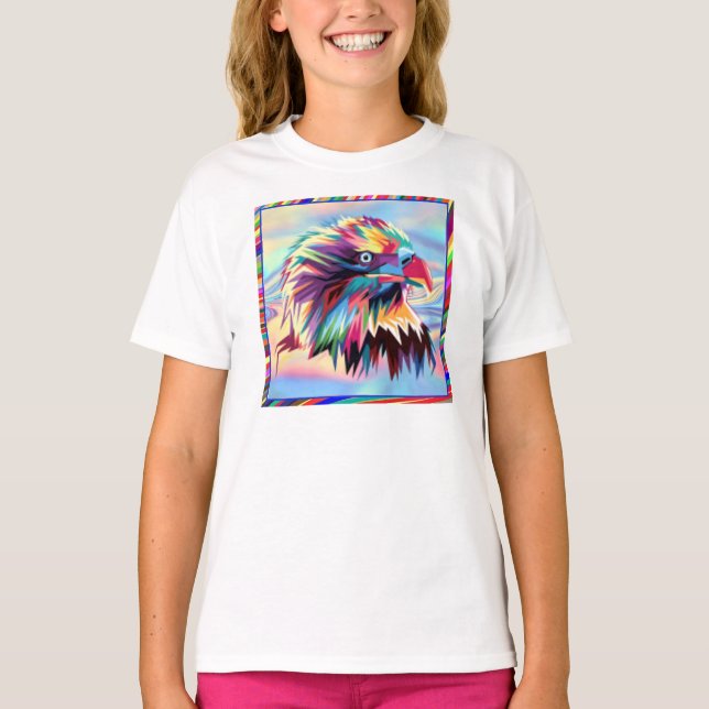 Camiseta Diseño de Prismático Geométrico de Águila Calva-80 (Anverso)