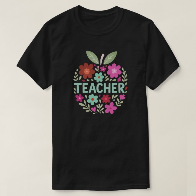 Camiseta Diseño de profesores de Apple Floral (Diseño del anverso)