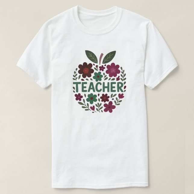Camiseta Diseño de profesores de Apple Floral (Diseño del anverso)