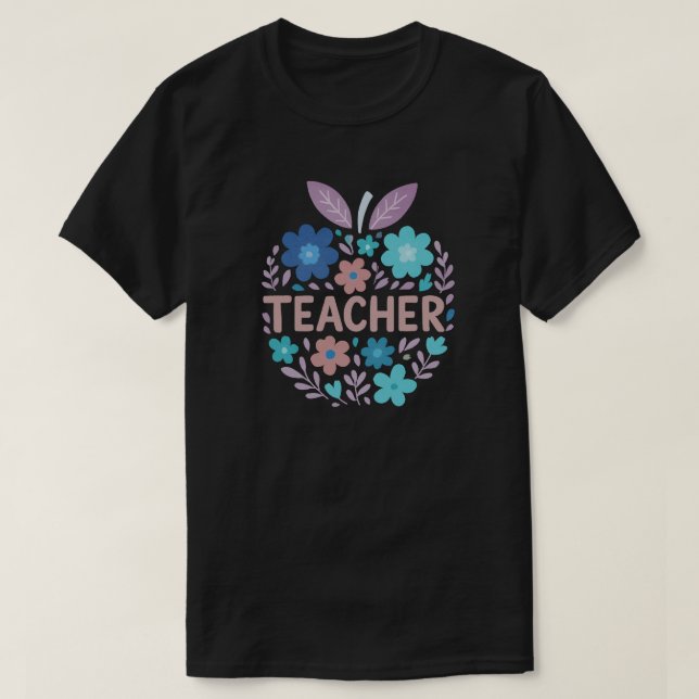 Camiseta Diseño de profesores de Apple Floral (Diseño del anverso)