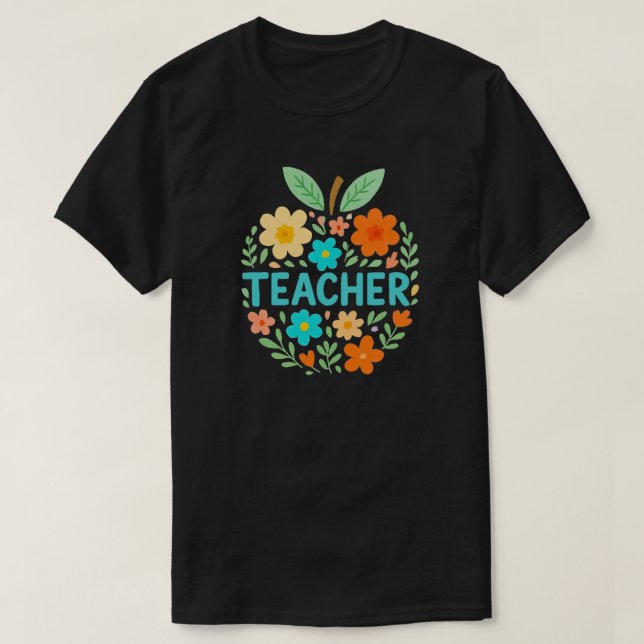 Camiseta Diseño de profesores de Apple Floral (Diseño del anverso)