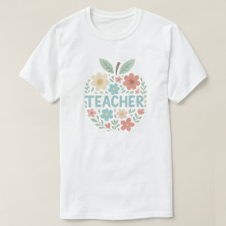 Camiseta Diseño de profesores de Apple Pastel Floral