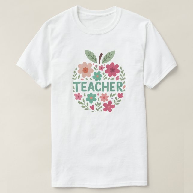 Camiseta Diseño de profesores de Apple Pastel Floral (Diseño del anverso)