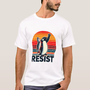 Camiseta Diseño de protesta de pingüinos retro para salvaje