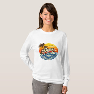 Camiseta Diseño de puesta de sol Boss Retro