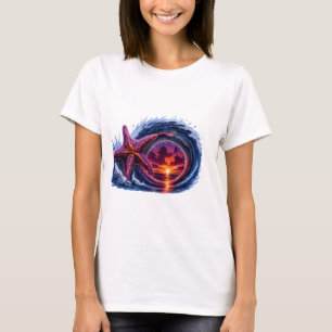 Camiseta Diseño de puesta de sol de ola del océano de estre