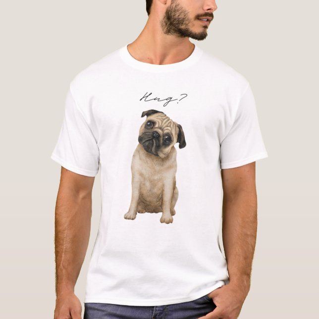 Camiseta Diseño de Pug Hug Cute Love Pugs (Anverso)