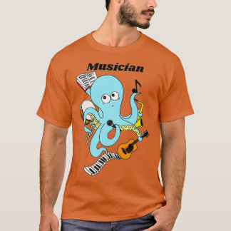 Camiseta Diseño de pulpo de músicos graciosos
