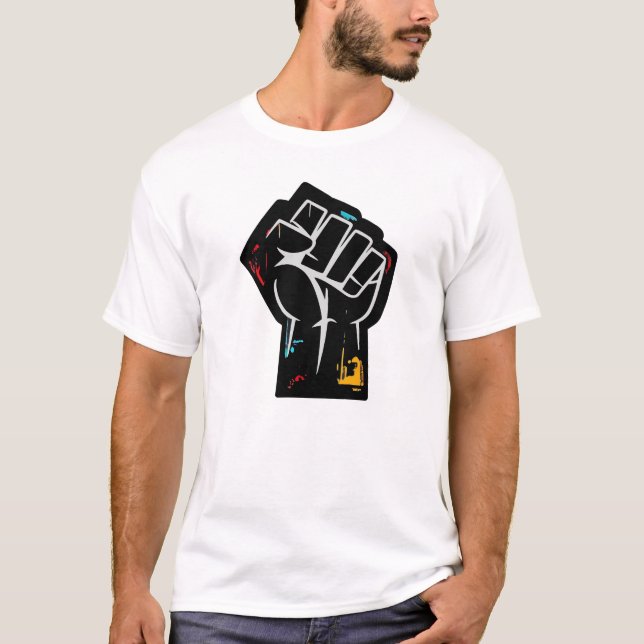 Camiseta Diseño de puño de la rebelión del poder negro para (Anverso)