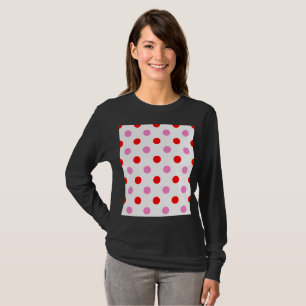 Camiseta Diseño de puntos rojos y rosados sobre blanco