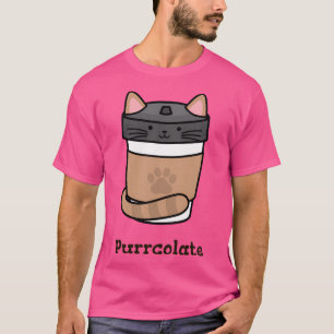 Camiseta Diseño De Purcolato De Cute Con Café De Gato Kawai