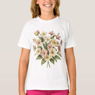 Camiseta Diseño de ramo de monograma floral elegante