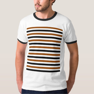 Camiseta Diseño de rayas marrones negras y blancas