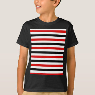 Camiseta Diseño de rayas rojas, negras y blancas