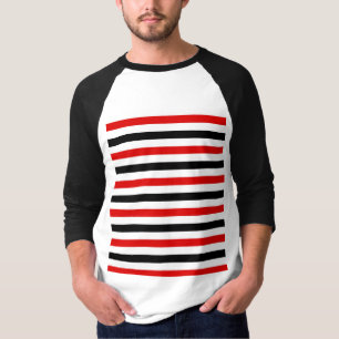 Camiseta Diseño de rayas rojas, negras y blancas