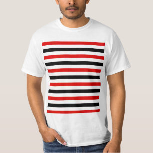 Camiseta Diseño de rayas rojas, negras y blancas