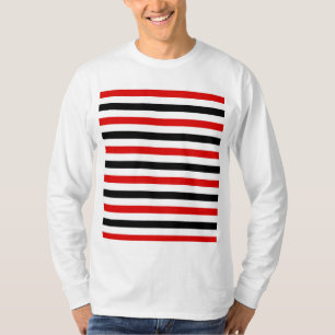 Camiseta Diseño de rayas rojas, negras y blancas