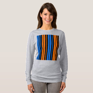 Camiseta Diseño de rayas verticales azul naranja azul