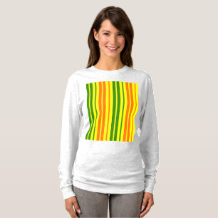Camiseta Diseño de rayas verticales naranja amarillo verde 