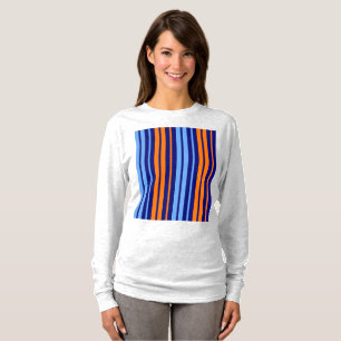 Camiseta Diseño de rayas verticales naranja cian de la Mari