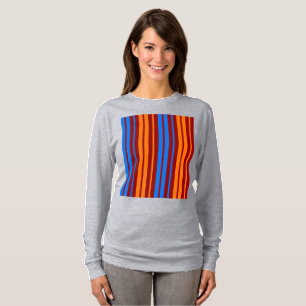 Camiseta Diseño de rayas verticales naranja rojo azul