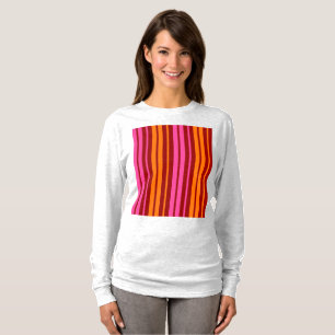 Camiseta Diseño de rayas verticales naranja rosa rojo  