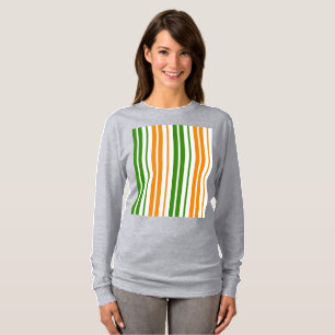 Camiseta Diseño de rayas verticales naranjas verdes blancas