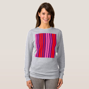 Camiseta Diseño de rayas verticales rosa púrpura rojo  