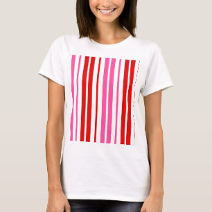 Camiseta Diseño de rayas verticales rosadas blancas rojas