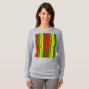 Camiseta Diseño de rayas verticales verde amarillo rojo