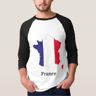 Camiseta Diseño de recuerdo de bandera de Francia en mapa