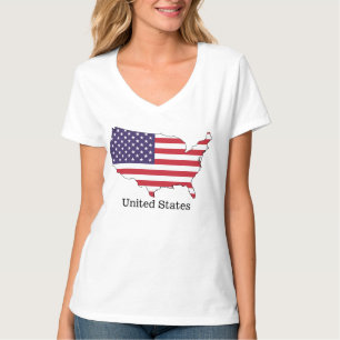 Camiseta Diseño de recuerdo de la bandera y el mapa de EE.