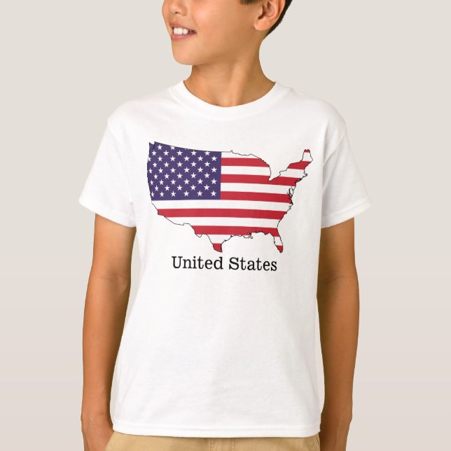 Camiseta Diseño de recuerdos de bandera y mapa de Estados U (Anverso)