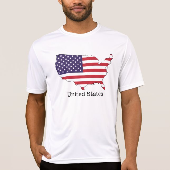 Camiseta Diseño de recuerdos de bandera y mapa de Estados U (Anverso)